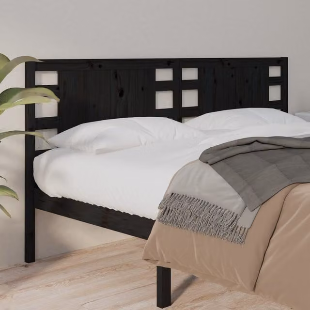 Berkfield Home Rustic Solid Wood Pine Headboard in Black, W: 126 cm, D: 4 cm, H: 100 cm – 1