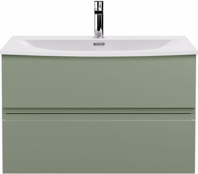 Balterley Mavesyn 2 Drawer Wall Hung Vanity Basin Unit, Satin Green, Width: 80 cm