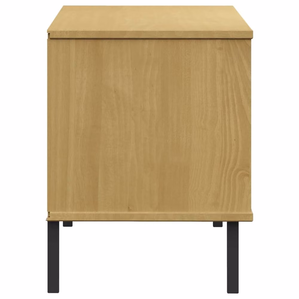 Berkfield Home OSLO Solid Wood Shoe Rack in Light Tan with Metal Legs, W/D/H: 106 x 35 x 45 cm – 4