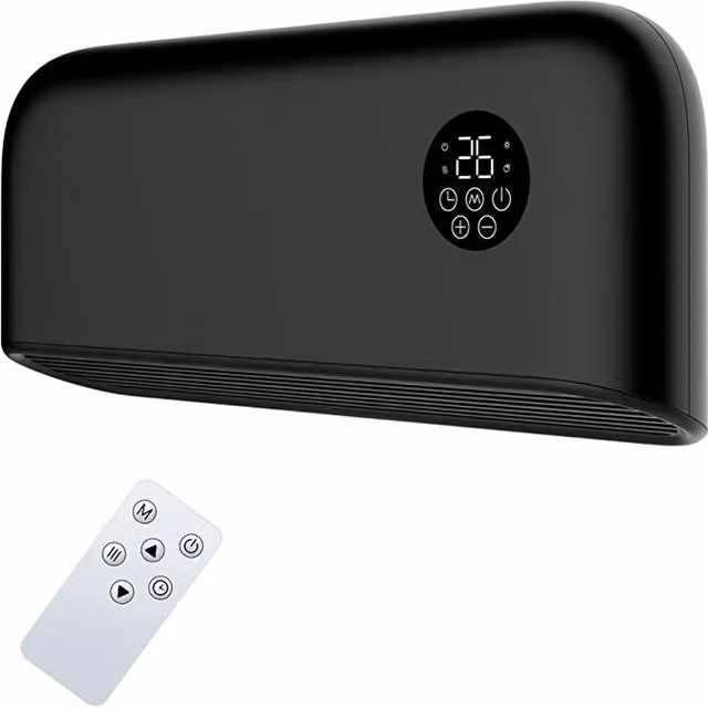 MYLEK Black Wall Mounted Ceramic Fan Heater 2000W