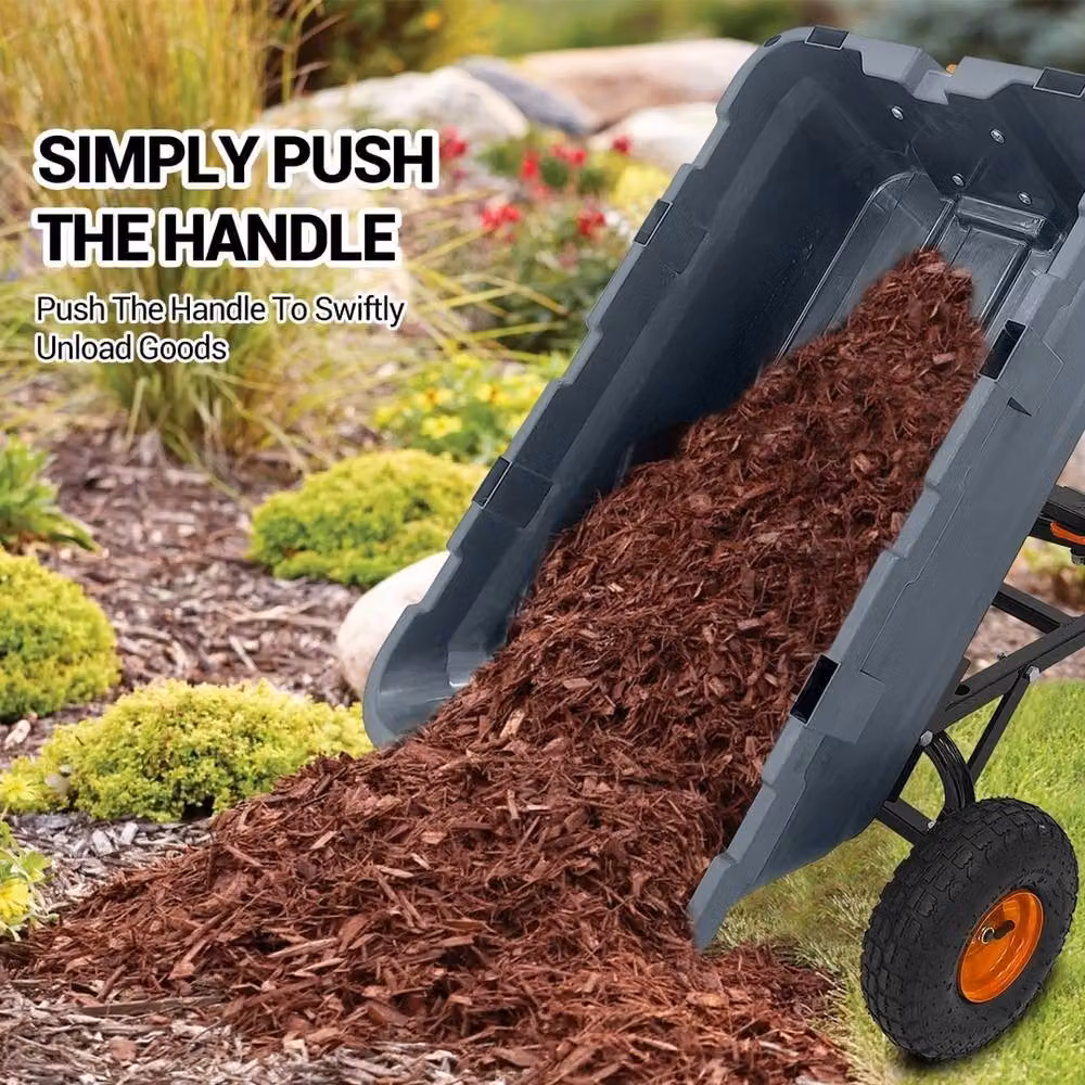VOGREX Grey Garden Dump Cart Wheelbarrow Tipping Trolley with 362kg Capacity, W: 1000 cm, D: 52 cm – 5
