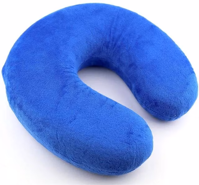 Nordara Blue U-Shaped Foam Neck Support Travel Pillow Cushion, Pack of 2