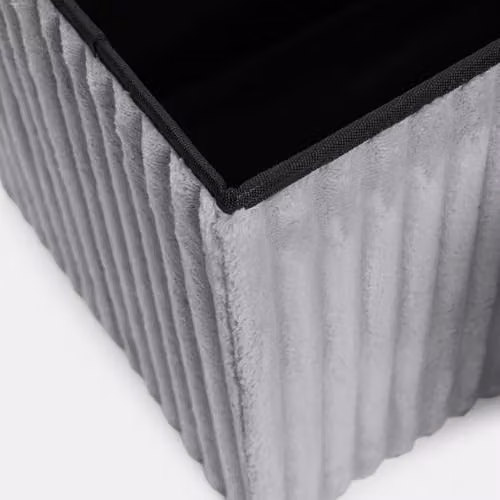 OHS Grey Ribbed Fleece Storage Ottoman Footstool with Lid, W/D/H: 80 x 40 x 40 cm – 5