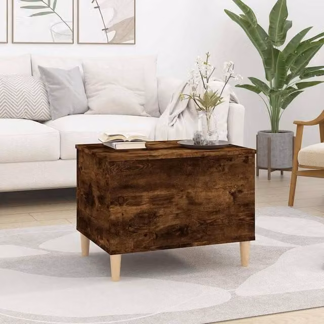 Berkfield Home Decorative Smoked Oak Coffee Table in Brown, W/D/H: 60 x 44.5 x 45 cm