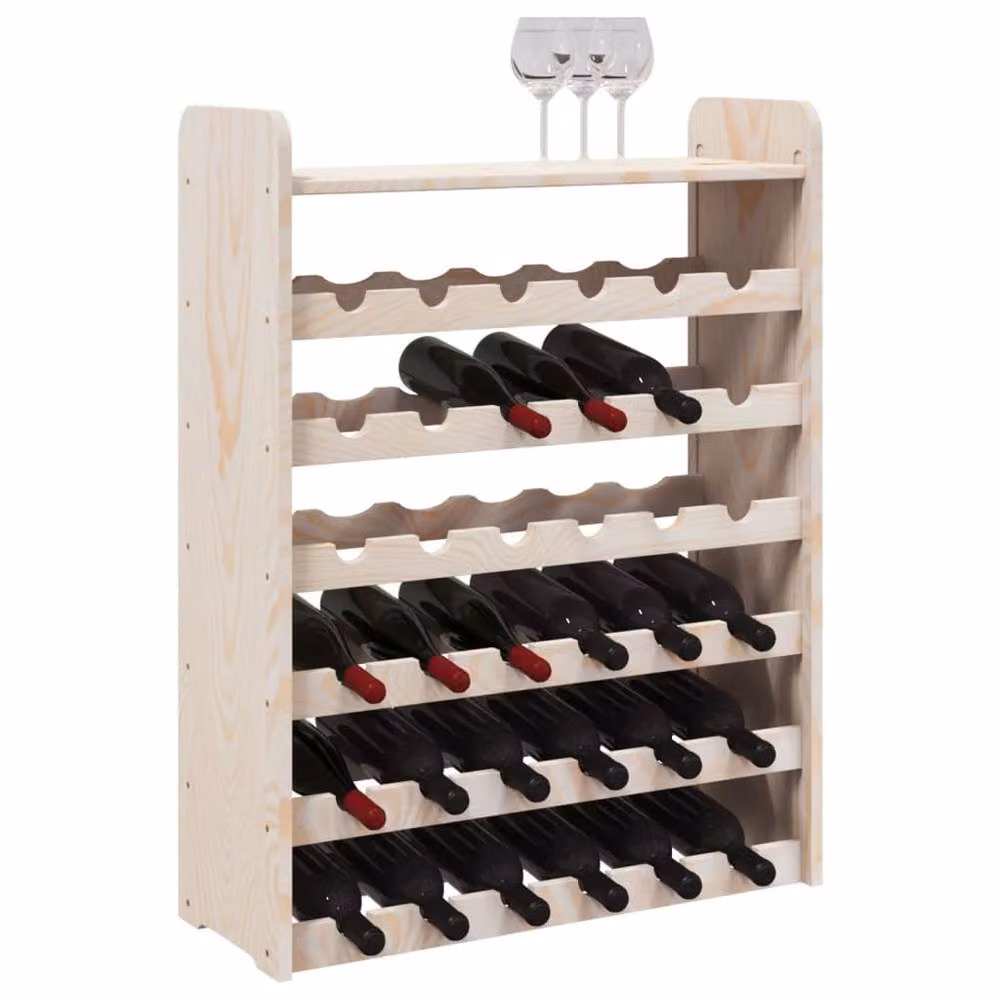 Berkfield Home Rustic Solid Wood Pine Wine Rack with Top Board, Natural – 3