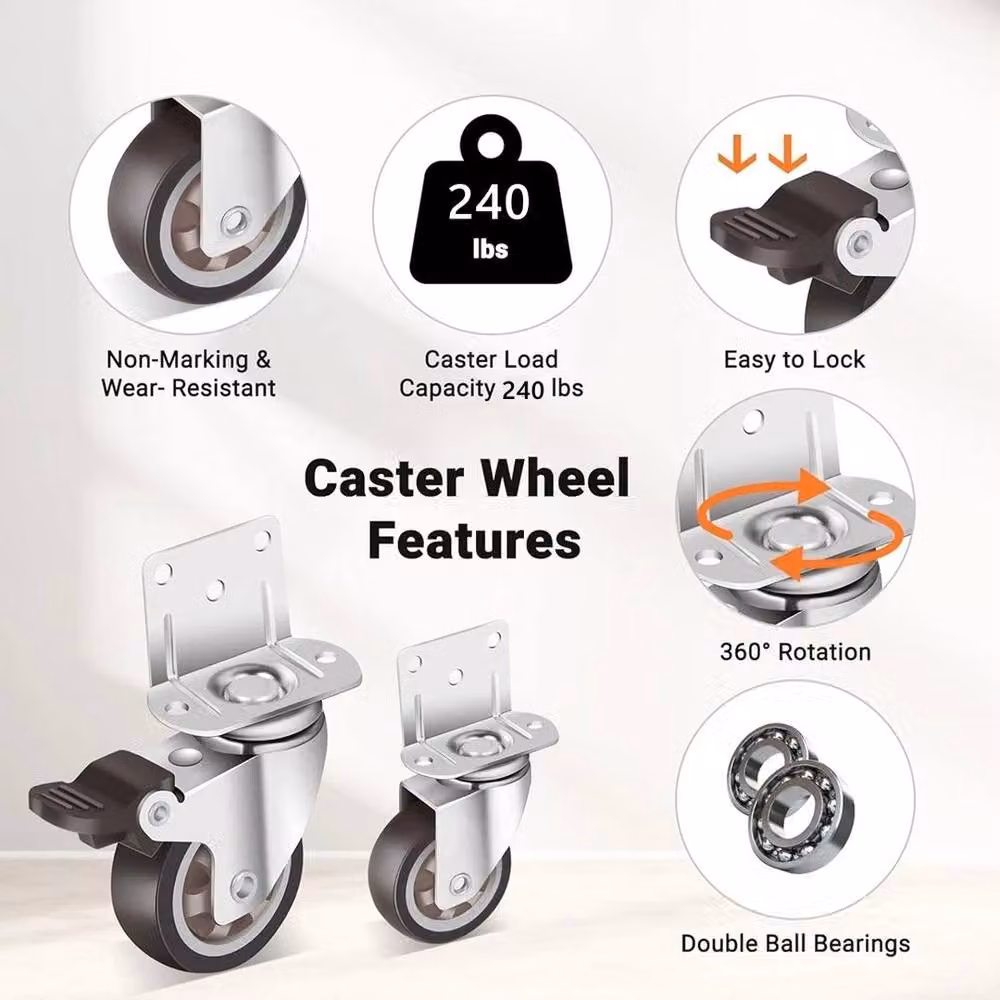 NESTLUNE 4 Pack Heavy Duty Black Rubber Swivel Castor Wheels – 2