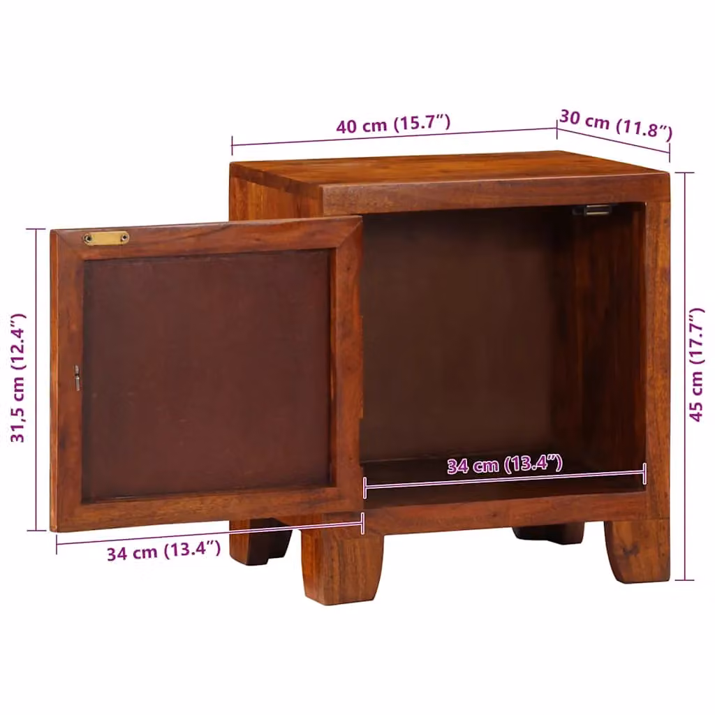 Berkfield Home Set of 2 Acacia Wood Bedside Cabinets in Brown, W/D/H: 40 x 30 x 45 cm – 6