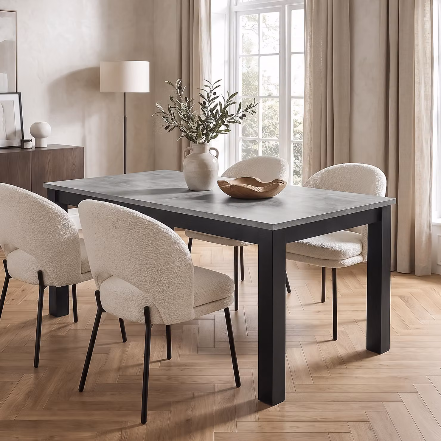 DHS Hartley Industrial Extendable Rectangular Dining Table in Grey and Black