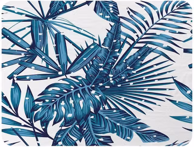 Benjamin Tate Design Snow Tropical Leaves Fleece Blanket in Blue and Beige, W/D/H: 120 x 150 cm – 2