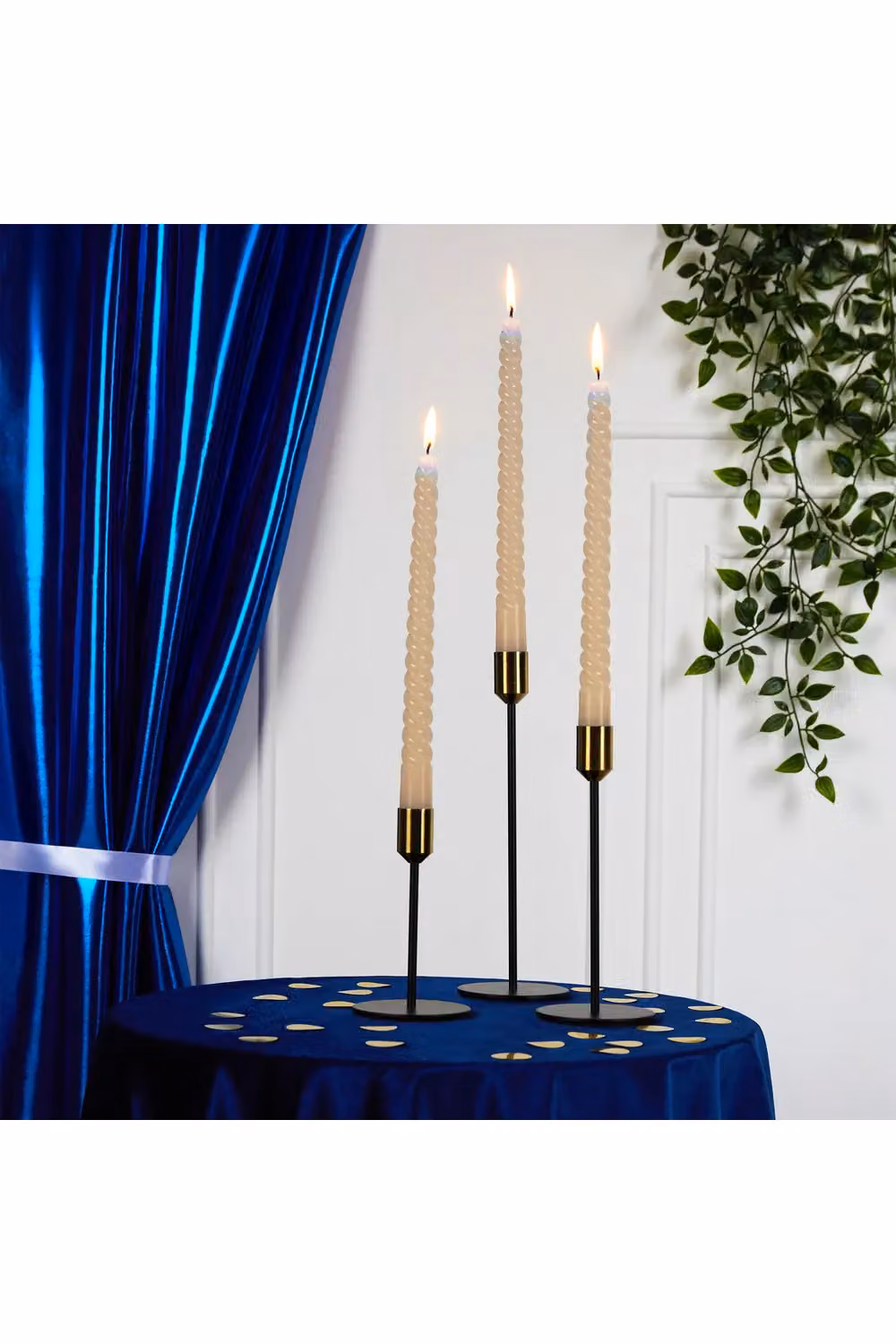 Deco Express Twisted Non Drip Spiral Dinner Candles, Pack of 3, Beige, Non Scented, 6 Hour Burn Time – 4