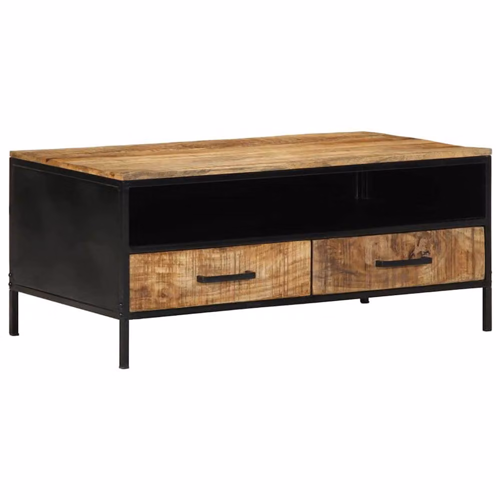 Berkfield Home Solid Wood Mango Coffee Table in Brown, W: 90 cm, D: 50 cm, H: 40 cm – 2