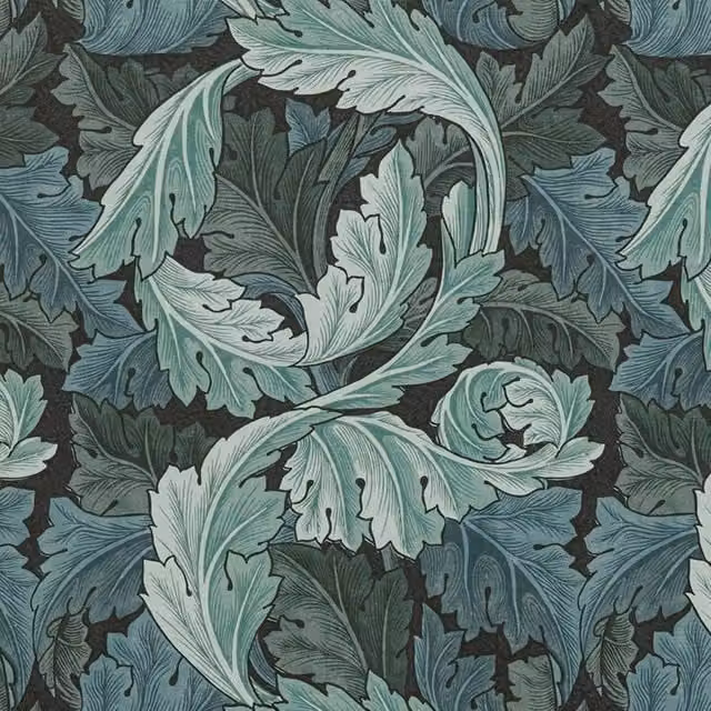 William Morris At Home Acanthus Velvet Fabric in Indigo Blue