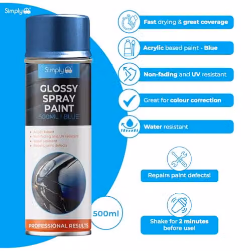 Simply Auto Glossy Blue Acrylic Spray Paint, 500 ml – 2