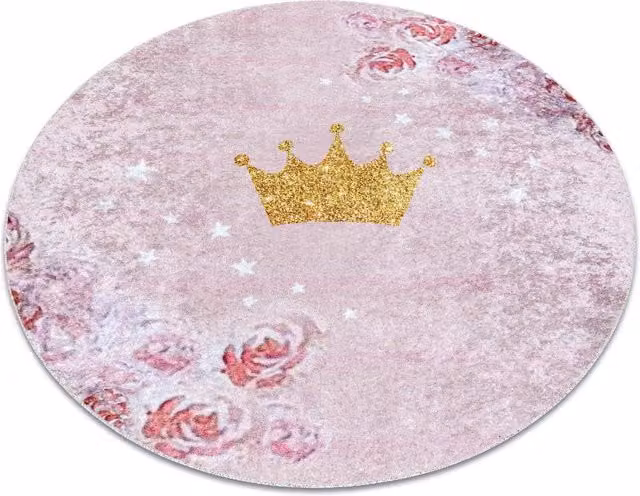 RugsX Junior Round Pink Childrens Rug, Diameter: 160 cm