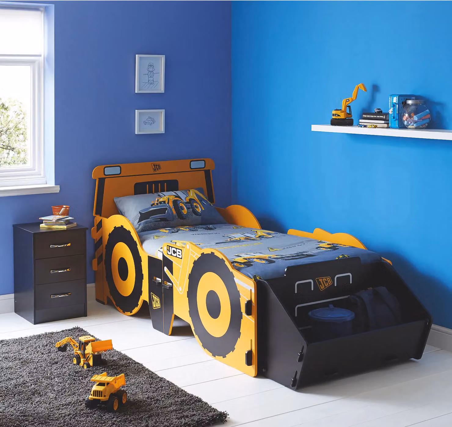 Kidsaw JCB 4CX Single Digger Bed Frame in Yellow, W/D/H: 90 x 190 cm – 3