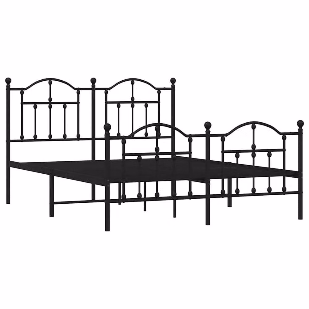 Berkfield Home Metal Bed Frame with Headboard and Footboard in Black, W: 135 cm, D: 190 cm – 3