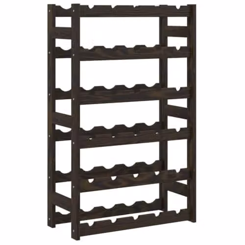 vidaXL Black Solid Pine Wood Wine Rack for 30 Bottles, W/D/H: 86 x 25 x 25 cm