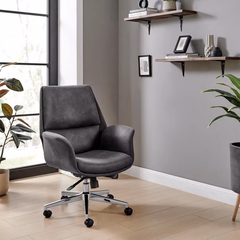 FurnitureboxUK Omni Luxury Black Faux Leather and Silver Executive Swivel Office Chair