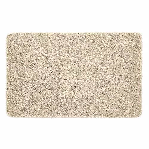 My Mat Stone Beige Non-Slip Washable Shaggy Pile Rectangular Doormat W: 60 cm, D: 100 cm – 1