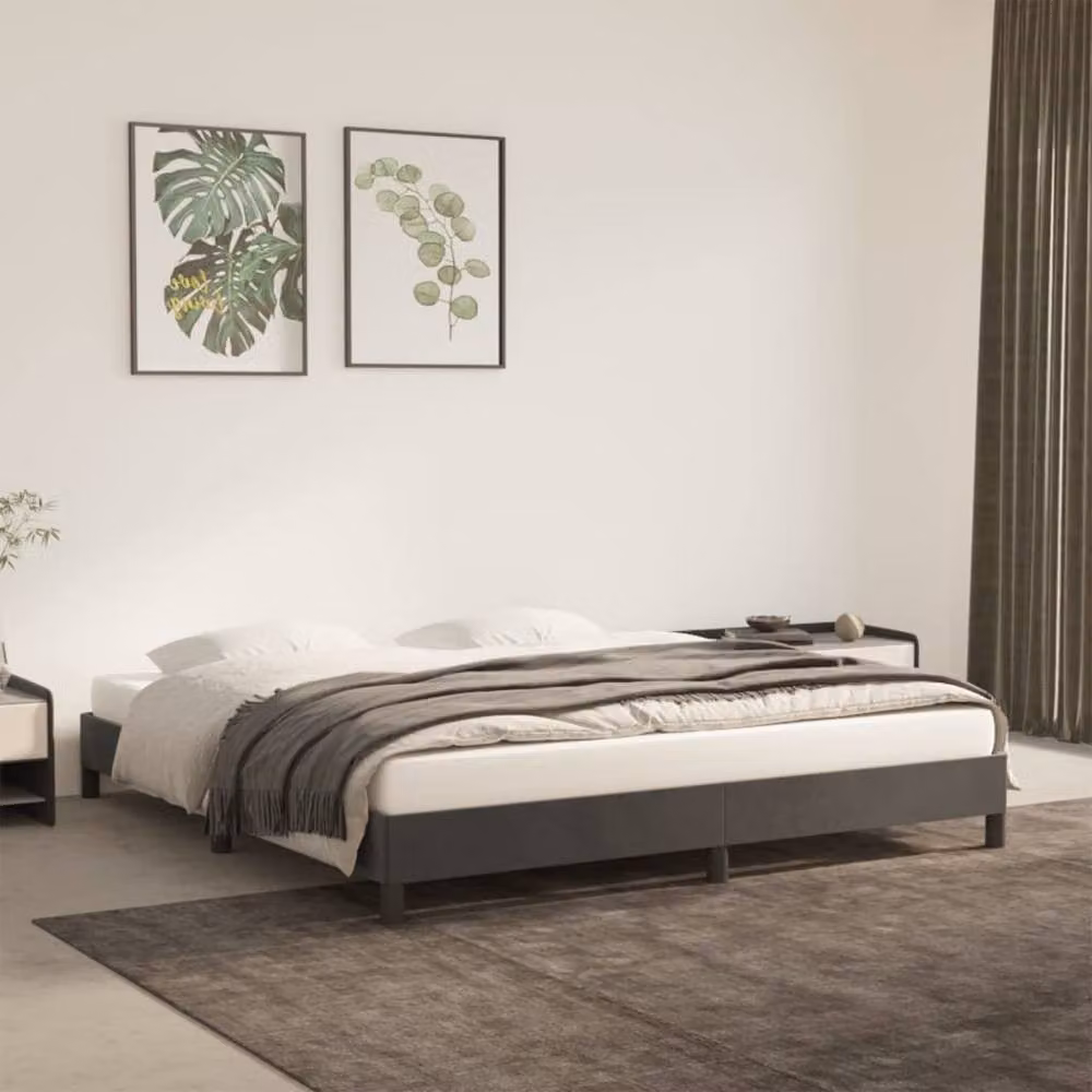 Berkfield Home Upholstered Velvet Bed Frame, Grey, W: 180 cm, D: 200 cm – 2