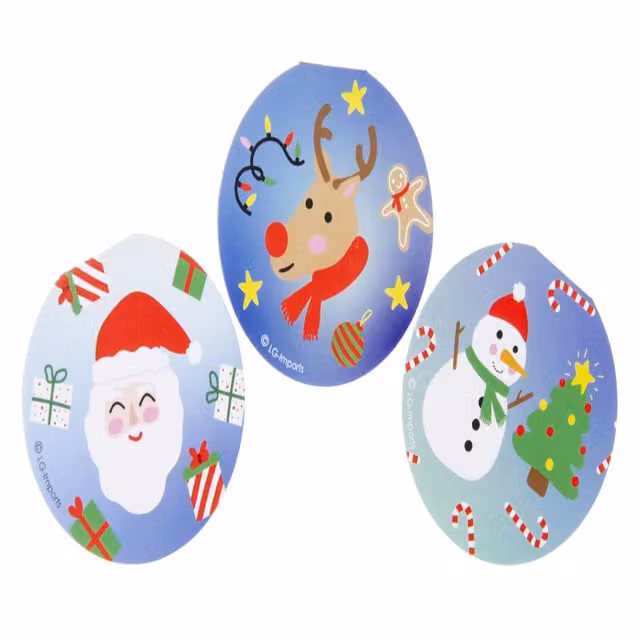 LG-Imports Pack of 12 Round Christmas Notebooks, White and Multicolour, Diameter: 8 cm