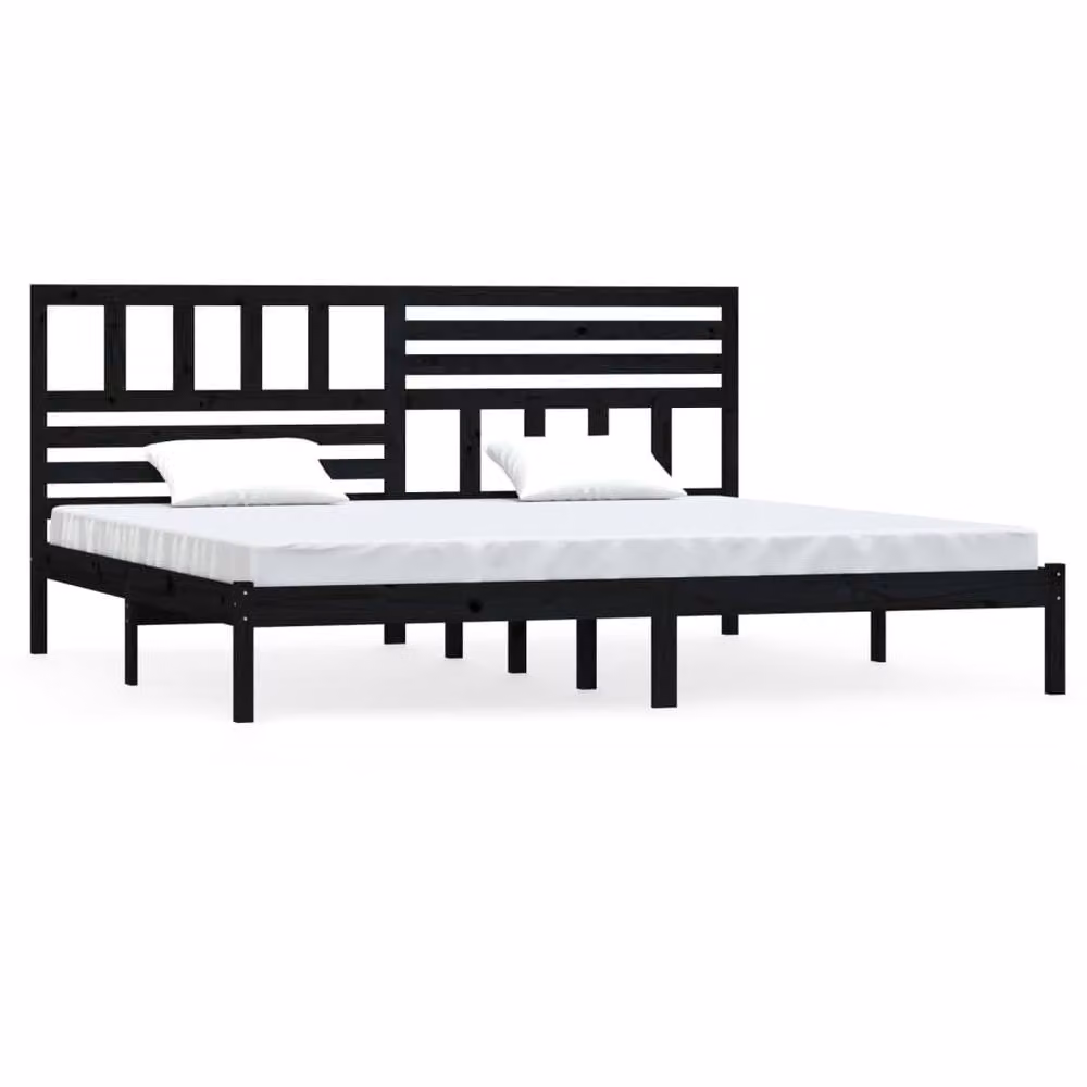 Berkfield Home Beautiful Bed Frame in Black Solid Pine, W/D/H: 200 x 100 x 206 cm – 3