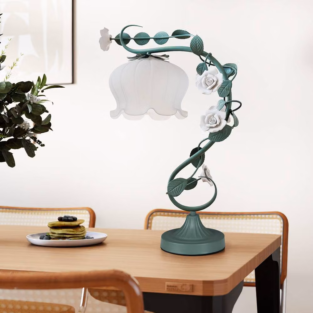 Costway Vintage Decorative Bedside Table Lamp in Green and Multicolour with Ceramic and Metal Base – 4