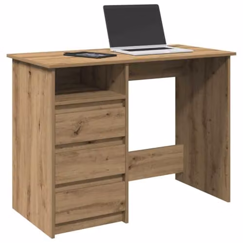 vidaXL Artisan Writing Desk in Brown Oak, W/D/H: 102 x 50 x 75 cm – 3