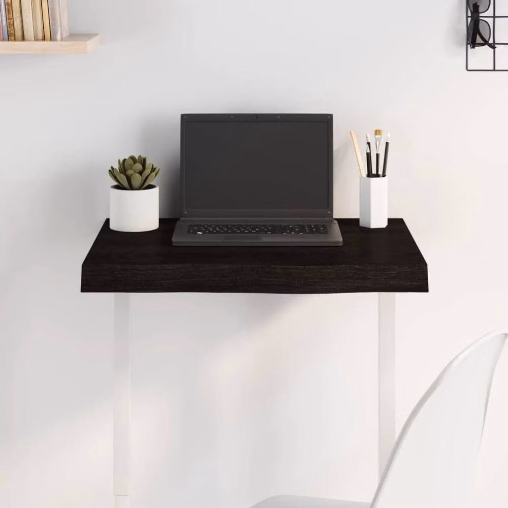 Berkfield Home Table Top in Dark Brown Treated Solid Oak, W/D/H: 60 x 40 x (2-6) cm, Dark Grey – 2