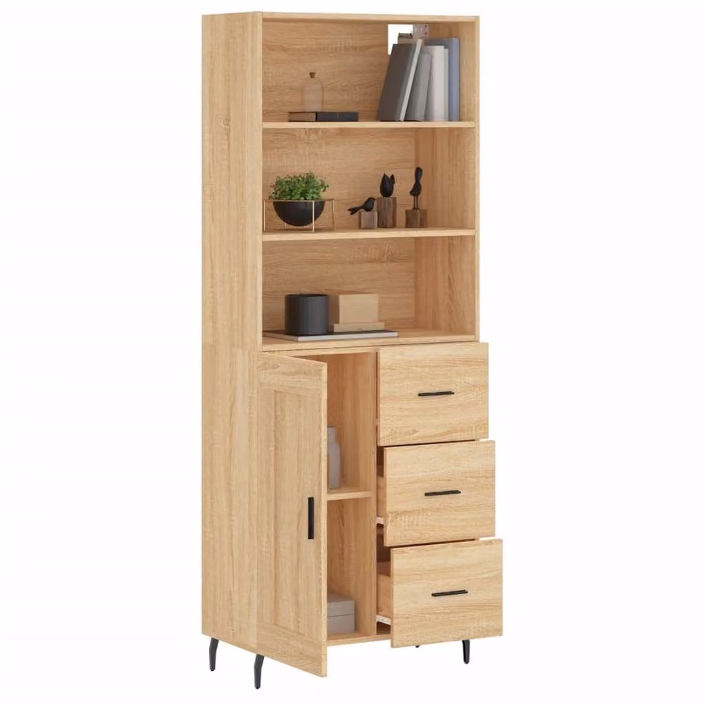 Berkfield Home Sonoma Oak Highboard in Light Tan, W/D/H: 69.5 x 34 x 180 cm – 2