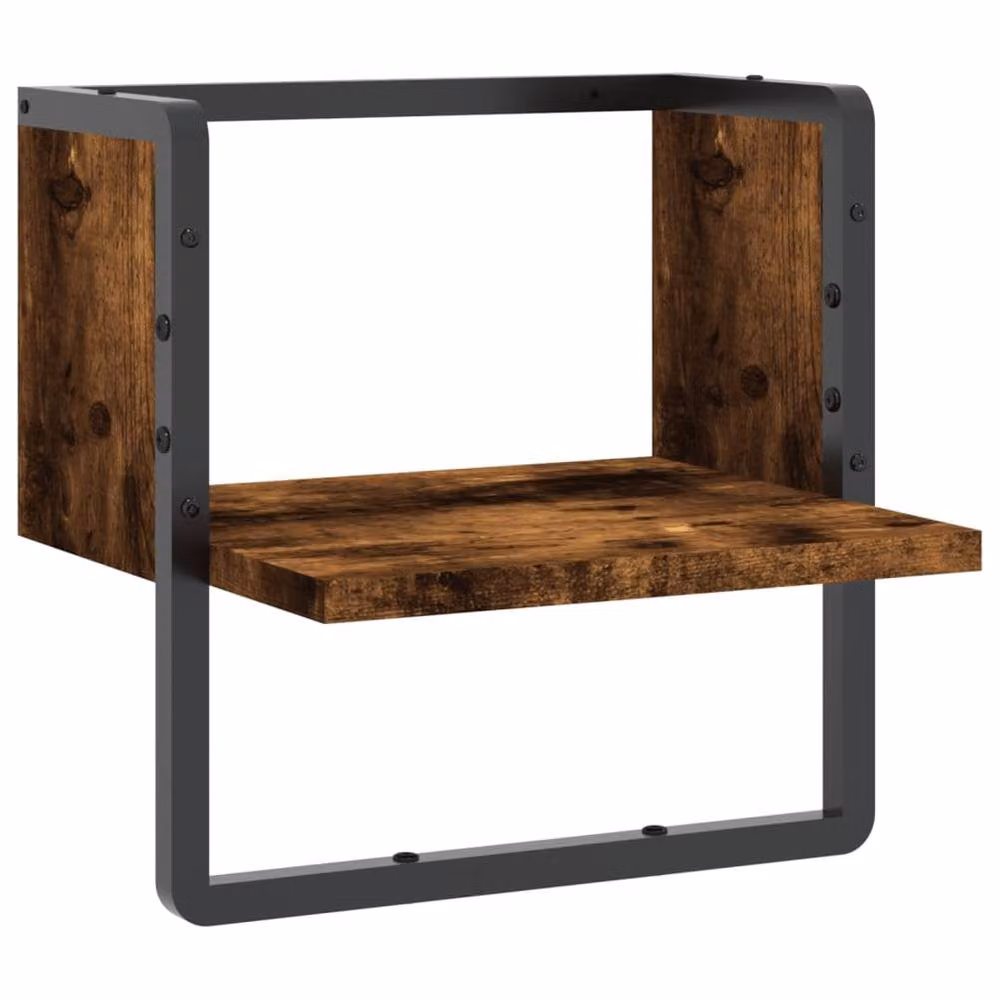 Berkfield Home Wall Mounted Bar Shelf in Smoked Oak Brown, W/D/H: 30 x 25 x 30 cm – 2