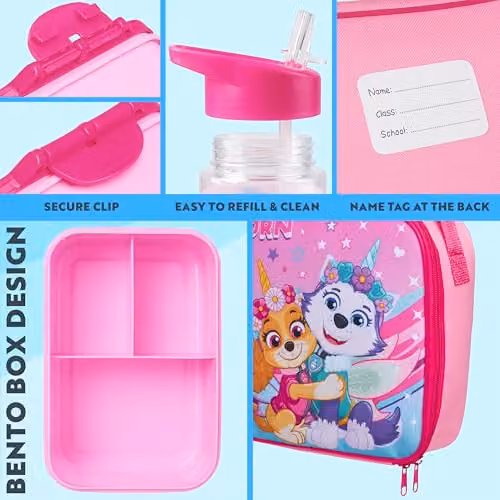 Get Trend Paw Patrol 3 Piece Lunch Set with Water Bottle and Bento Box in Pink, BPA Free and Leakproof – 2