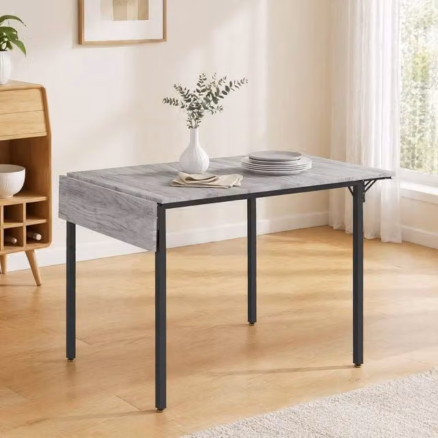 STILVORA Modern Extendable Drop Leaf Dining Table in Grey – 1