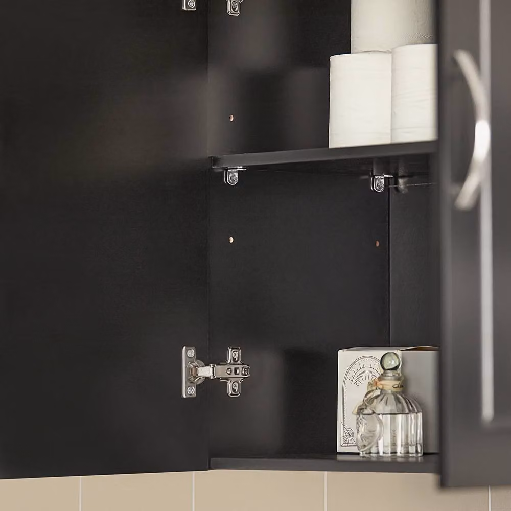 SoBuy Black Wall-Mounted Storage Cabinet with Hinged Doors and Internal Shelves, W: 60 cm, D: 30 cm, H: 60 cm – 5