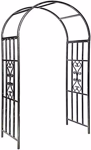 Gr8 Garden Black Metal Rose Archway and Trellis Support for Climbing Plants, H: 210 cm, W: 113 cm, D: 52 cm