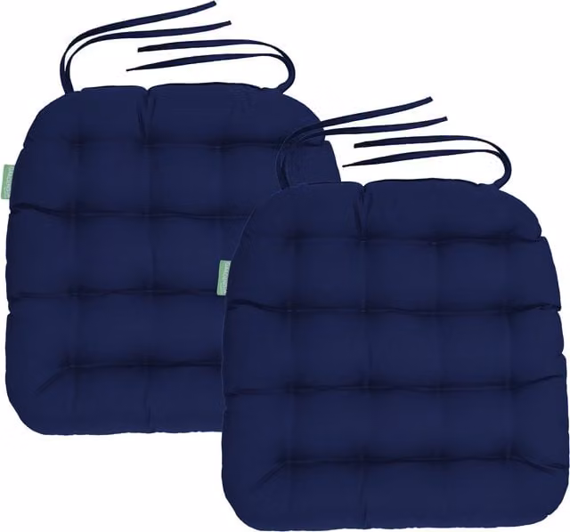 Gardenista Blue Quilted and Water Repellent Outdoor Garden Chair Cushion Set of 2