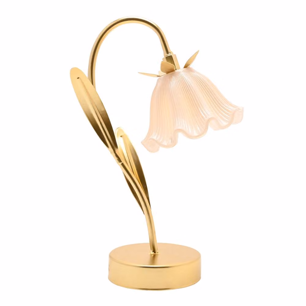 Hestia Floral Stem LED Table Lamp in Gold and White – 2