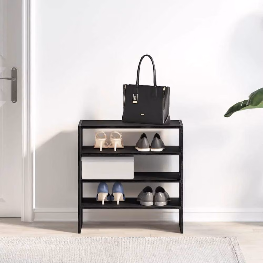 Berkfield Home Stackable Shoe Racks, 2 Pack, Black Oak, W: 60 cm, D: 30 cm, H: 30.5 cm – 3