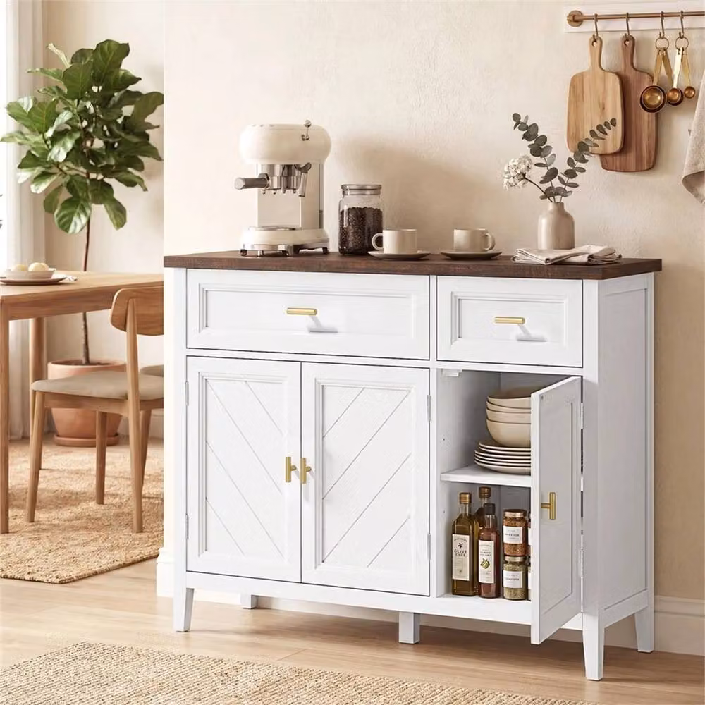 Nordara Modern Lacquered Sideboard with Drawers and Adjustable Shelves in White – 4