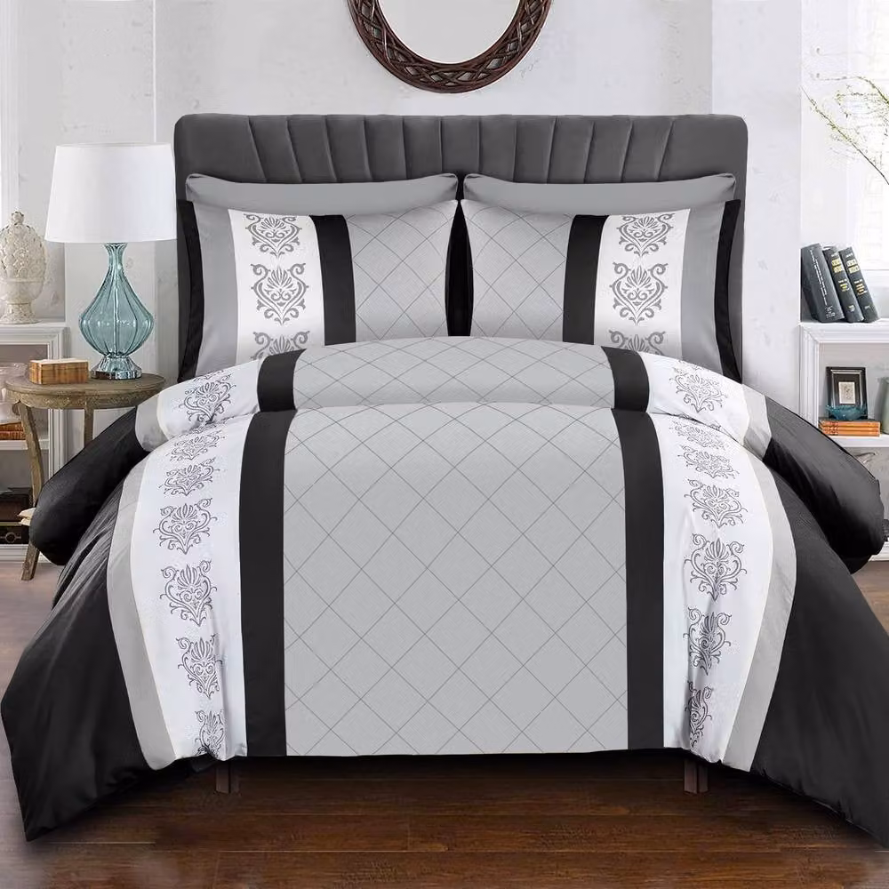 Pamposh Reversible Grey Duvet Cover and Pillowcase Set, King Size, W: 220 cm, D: 230 cm – 2