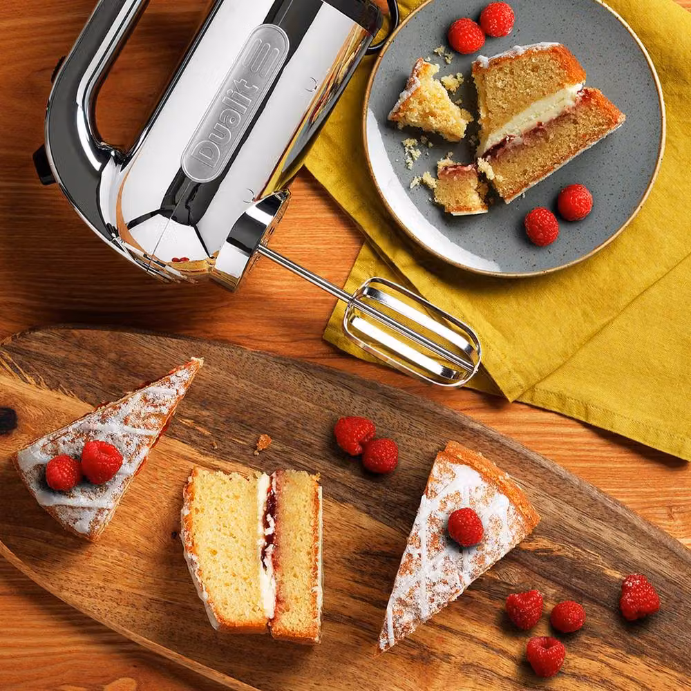 Dualit 4 Speed Hand Mixer with Accessories in Metallic Silver – 8