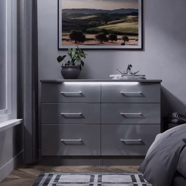 Ready Assembled 2 U Lyon 6 Drawer Midi Chest in Grey – 1