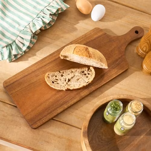 OHS Natural Acacia Wood Chopping Board with Handle for Meat, Vegetables and Charcuterie – 2