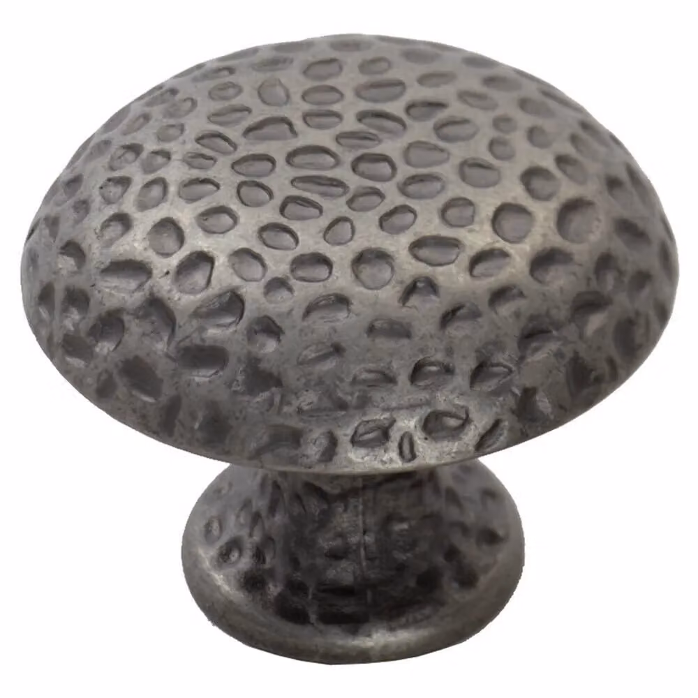 Loops 4-Pack Dimpled Mushroom Cupboard Door Knob in Antique Steel, 38mm Diameter, Matt Grey/Silver – 2