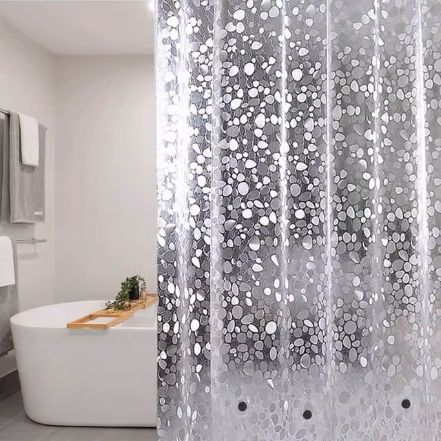Kelvenix Waterproof Grey Shower Curtain with Weighted Hem and Antibacterial Properties, W/H: 100 x 200 cm – 1