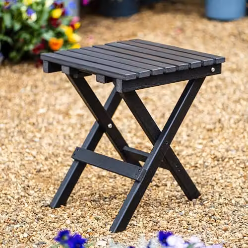 Garden Gear HDPE Folding Side Table in Dark Grey, Durable and Weather Resistant Outdoor Portable Snack Table – 2