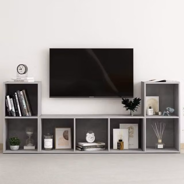 Berkfield Home 3 Piece TV Cabinet Set in Concrete Grey Engineered Wood