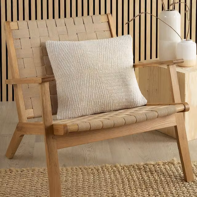 Appletree Myan Textured Geometric Filled Cushion, Beige, W/D/H: 43 x 43 x 43 cm