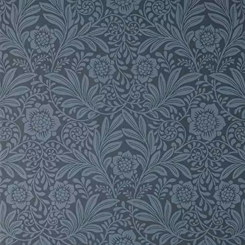 CROWN Camille Damask Navy Blue Non-Woven Washable Floral Abstract Wallpaper Roll