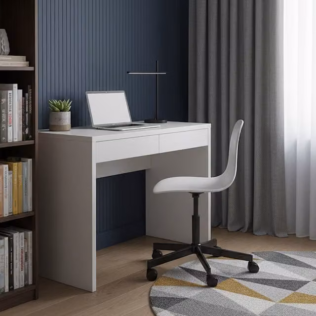 Shefa Line Vikko White Computer Desk with Matt Finish, Width: 100 cm